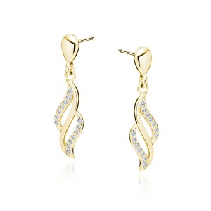 Cercei lungi argint placati cu aur galben cu pietre DiAmanti Z1954EG_W-DIA (Argint 925‰ 1,1 g.)